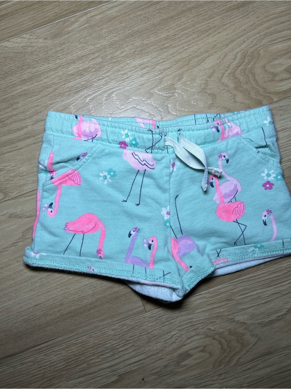 Carter's Mint Shorts with Pink Flamingo Print